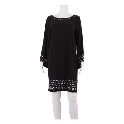 MICHAEL KORS Womens Shift Dress Black Long Sleeve Knee Length L