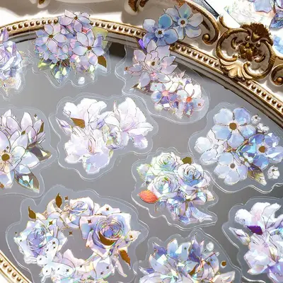 20pcs/pack Flower Pattern Sticker, Multi-purpose Decorative Floral Stickers For DIY & Craft Projects