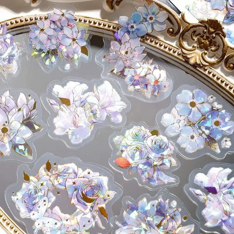 20pcs/pack Flower Pattern Sticker, Multi-purpose Decorative Floral Stickers For DIY & Craft Projects