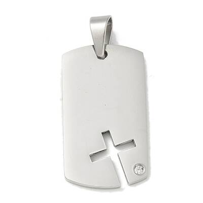 304 Stainless Steel Rhinestone Stamping Blank Tag Pendants