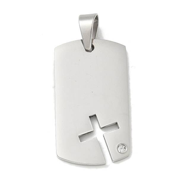304 Stainless Steel Rhinestone Stamping Blank Tag Pendants