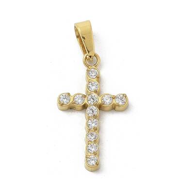 Ion Plating(IP) 304 Stainless Steel Micro Pave Cubic Zirconia Pendants