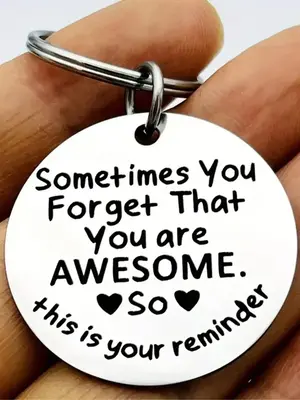 Sometimes You Forget You're Awesome Letter  Reminder  Pattern Design Keychain, Fashionable Heart Pattern Design Keychain for ...