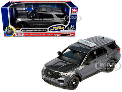 2022 Ford Police Interceptor Utility Dark Gray Metallic Builder's Kit with Flashing Light Bar and Front and Rear Lights and...