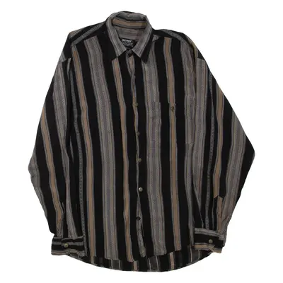 DERGI Womens Shirt Black Striped Long Sleeve M