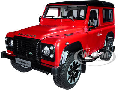 Land Rover Defender 90 Works V8 Red Metallic with Gloss Black Top 70th Edition 1/18 Diecast Model Car by LCD Models