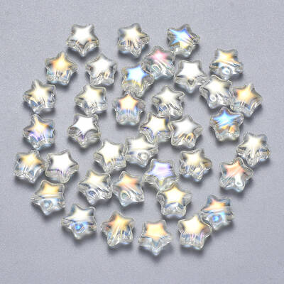 Transparent Spray Painted Glass Beads