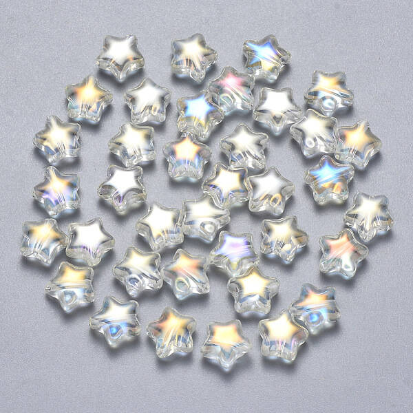 Transparent Spray Painted Glass Beads