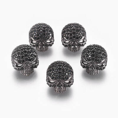 Brass Micro Pave Cubic Zirconia Beads