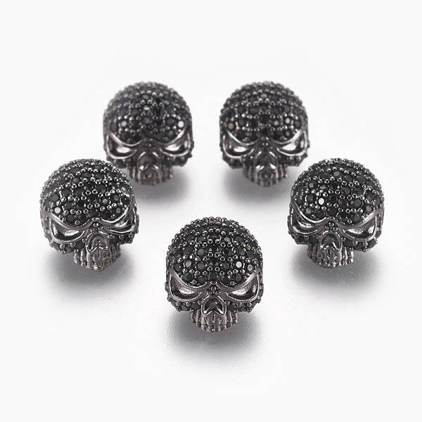 Brass Micro Pave Cubic Zirconia Beads