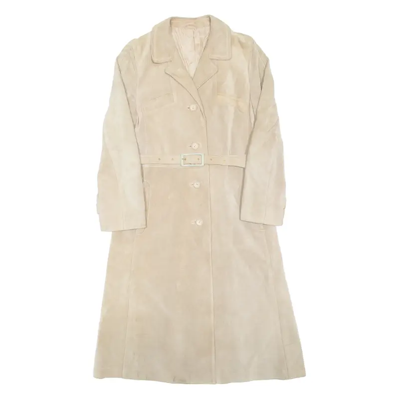 STADICK Womens Trench Coat Beige Leather M