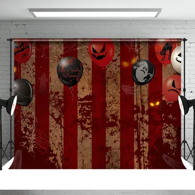 Scary Bat And Ghost Balloon Theme Halloween Backdrop - Aperturee