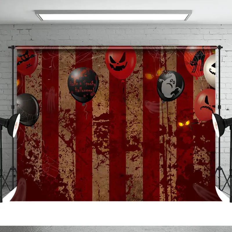 Scary Bat And Ghost Balloon Theme Halloween Backdrop - Aperturee