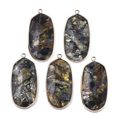 Assembled Synthetic Pyrite and Kyanite/Cyanite/Disthene Pendants
