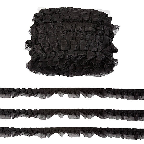 Satin Chiffon Double Ruffled Lace Trim