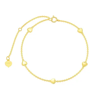 14K Gold Heart Charm Bracelet