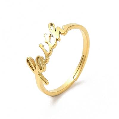 Ion Plating(IP) 304 Stainless Steel Word Faith Adjustable Ring