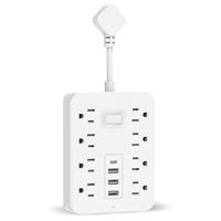 12-in-1 Power Strip with Surge Protection And One-Touch Control Switch - 8 AC with 4 USB Ports ( 1 Type-C) - Wall-Mountable E...