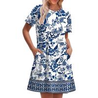 WIHOLL Summer Dresses for Women 2025 Short Sleeve Casual T Shirt Dress Crewneck Sundresses Beach Vacation Coverup Pockets