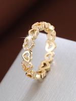 Elegant Hollow Out Heart Design Rhinestone Decorated Ring, Fashion Heart Rings, Fashion Accessories for Women, Promise Vintag...