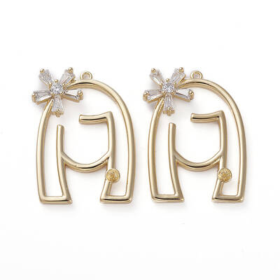 Brass Micro Pave Cubic Zirconia Peg Bails Pendants