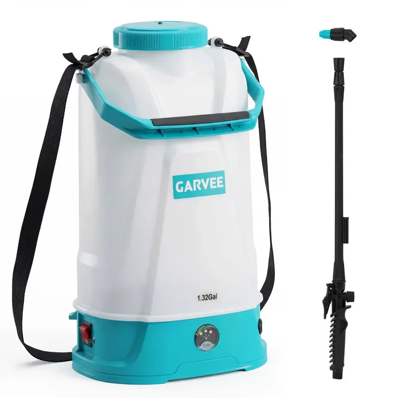Garvee 1.32 Gallon Battery Powered Sprayer, 0-60 PSI Electric Garden Sprayer with Shoulder Strap, 12V 2Ah Rechargeable, Handh...