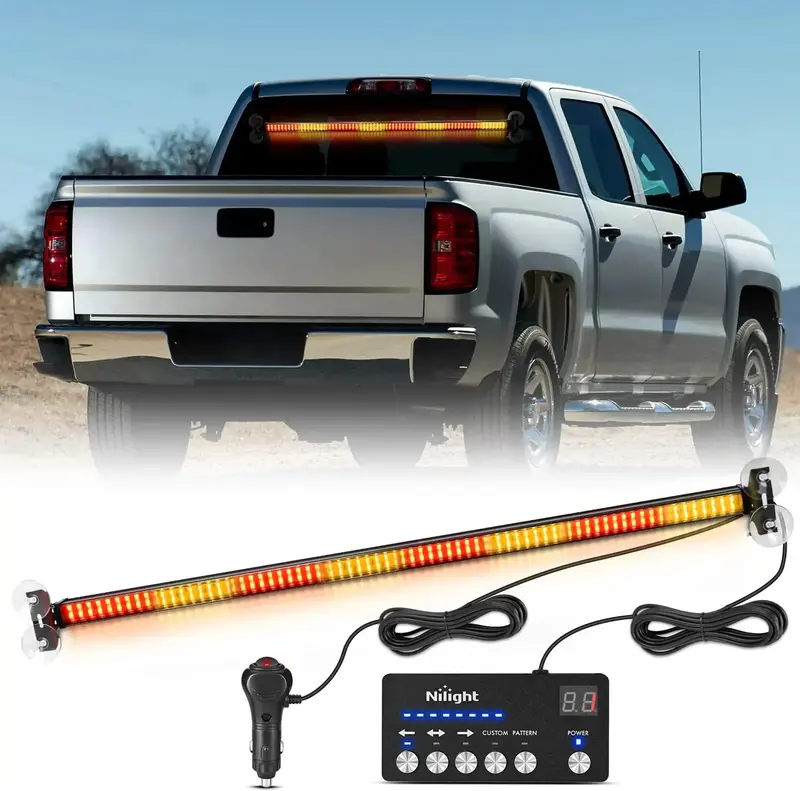 Nilight 144LED Traffic Advisor Strobe Light Bar with Controller Amber Red Emergency Warning Lights Hazard Interior Front/Rear...