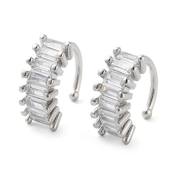 Brass Micro Pave Cubic Zirconia Cuff Earrings for Women