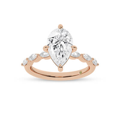 Cabo Pear Shape Lab Grown Diamond Engagement Ring | 18K Rose Gold 3 1/10 CT. TW.