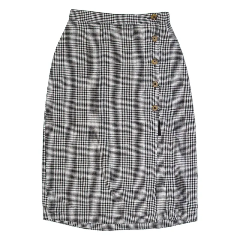 ABERCROMBIE & FITCH Womens Straight Skirt White Midi Check XS