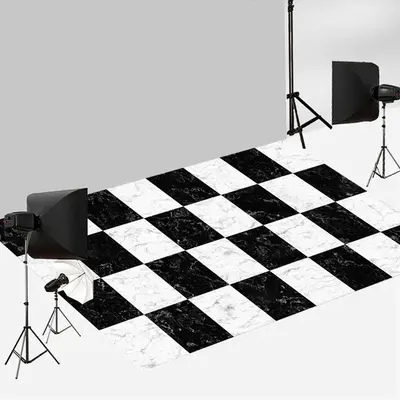 Aperturee Black White Repeat Plaid Texture Floor Mat For Photo | Floor Drops For Photography | Floor Backdrop Photography | P...