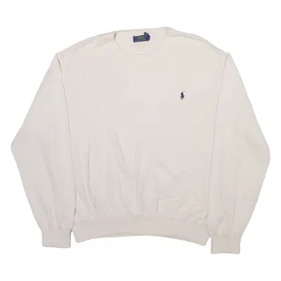 POLO RALPH LAUREN Mens Jumper Cream Tight Knit 2XL