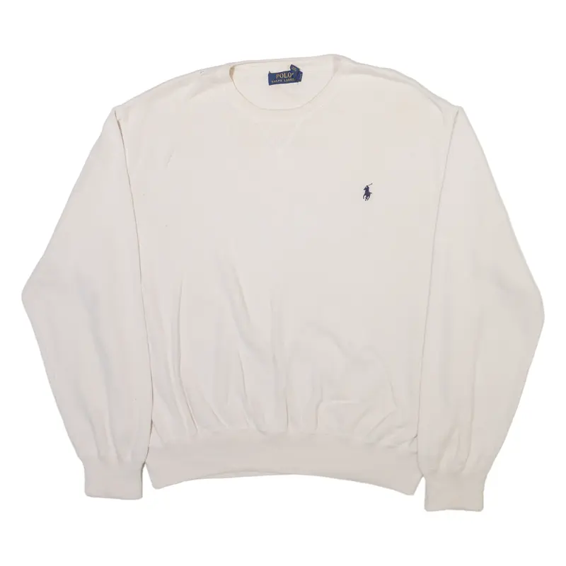 POLO RALPH LAUREN Mens Jumper Cream Tight Knit 2XL