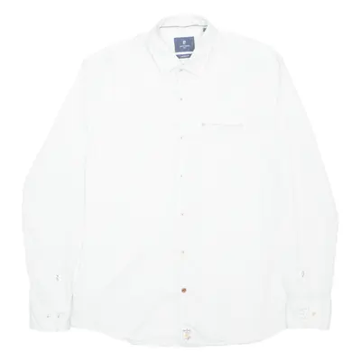 PIERRE CARDIN Mens Shirt White Spotted Long Sleeve L