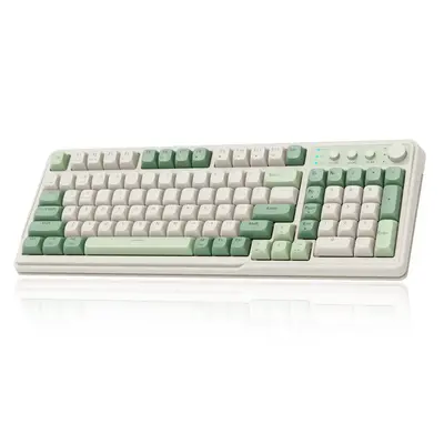 Lecoo C99 Keyboard, Wired/2.4G Wireless/BT Tri-mode Keyboard, Rechargeable Ergonomic Keyboard with Backlight, Multifunctional...