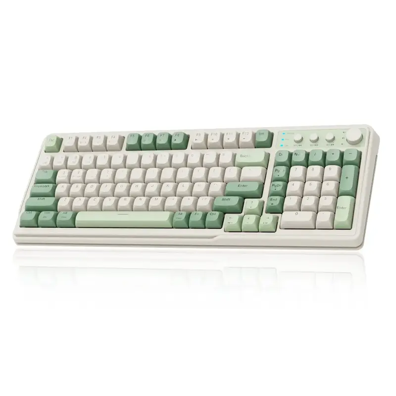 Lecoo C99 Keyboard, Wired/2.4G Wireless/BT Tri-mode Keyboard, Rechargeable Ergonomic Keyboard with Backlight, Multifunctional...
