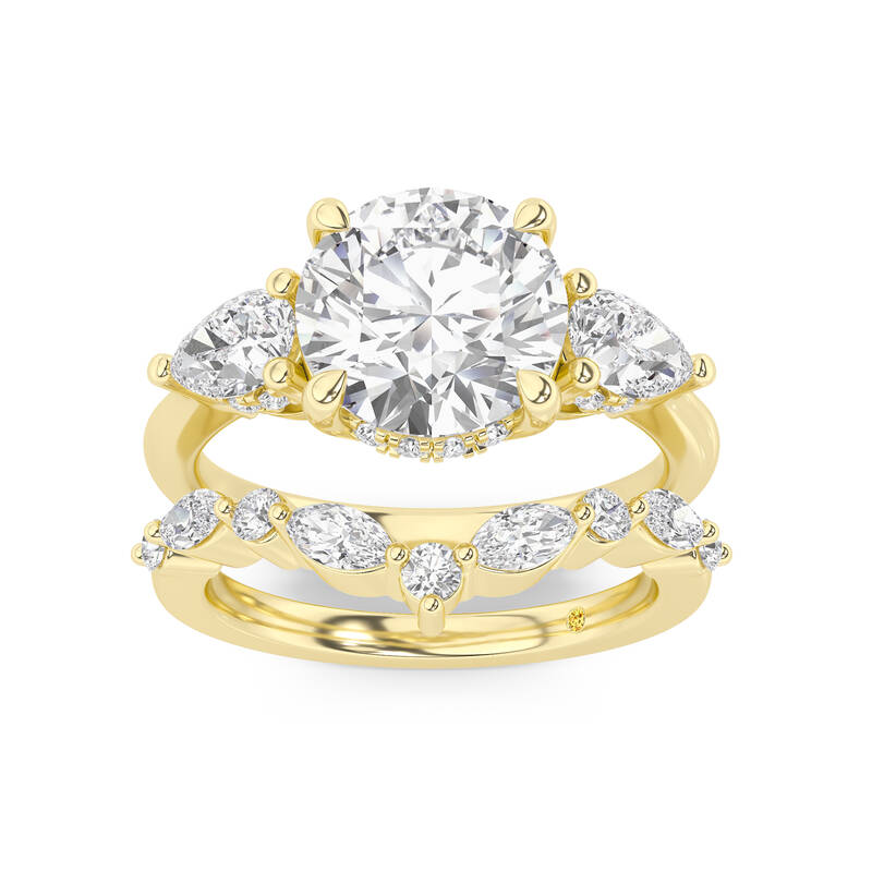 Celestia Lab Grown Round Diamond Engagement Ring with The Angelina Wedding Band | 14K Yellow Gold 2 3/8 ct. tw.