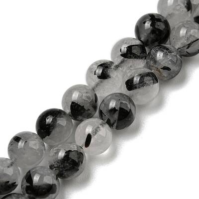 Grade A Natural Tourmalinated Quartz/Black Rutilated Quartz Beads Strands