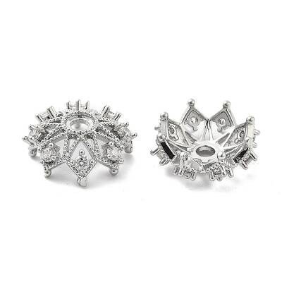 Brass Micro Pave Clear Cubic Zirconia Bead Caps
