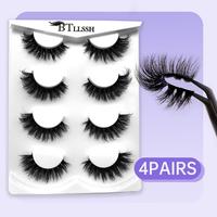 False Eye Lashes, 4 Pairs Natural Look High Quality Eyelashes for Lash Extensions, Long Curly Fake Eye Lashes, Eye Makeup, Ey...
