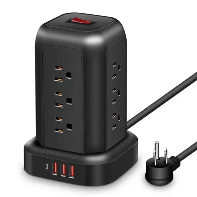 Tower Design Power Outlet with USB Ports, Desk Power Strip Tower with Extension Cord, Multifunctional 16 In 1 Surge Protector...