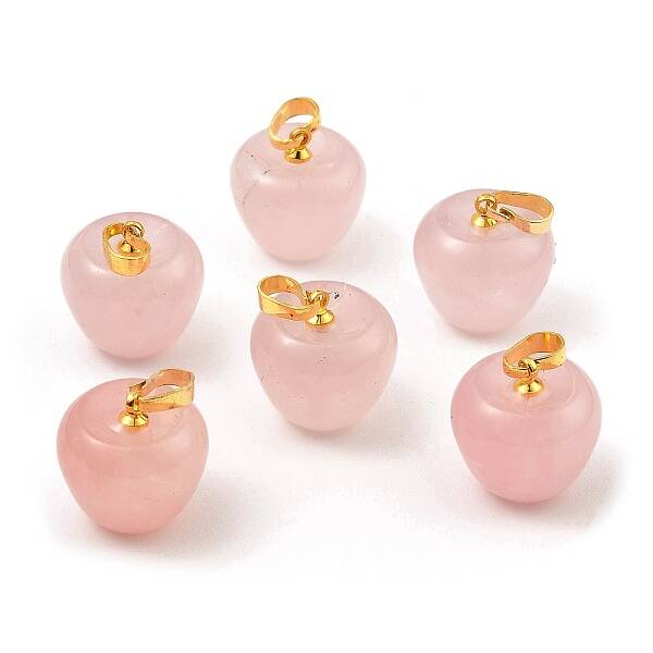 Natural Rose Quartz Teacher Apple Charms