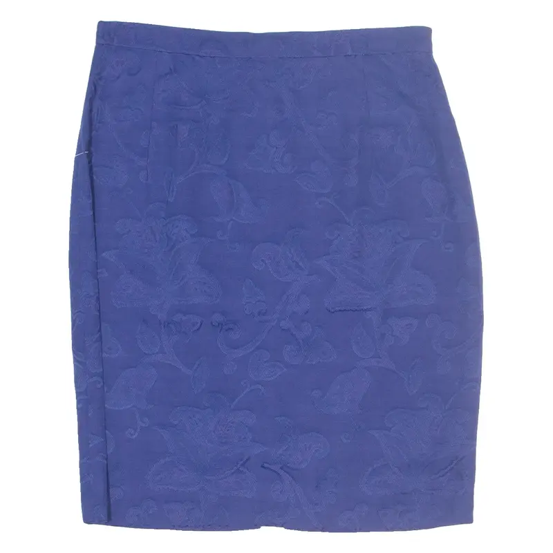 Womens Straight Skirt Blue Knee Length Floral M