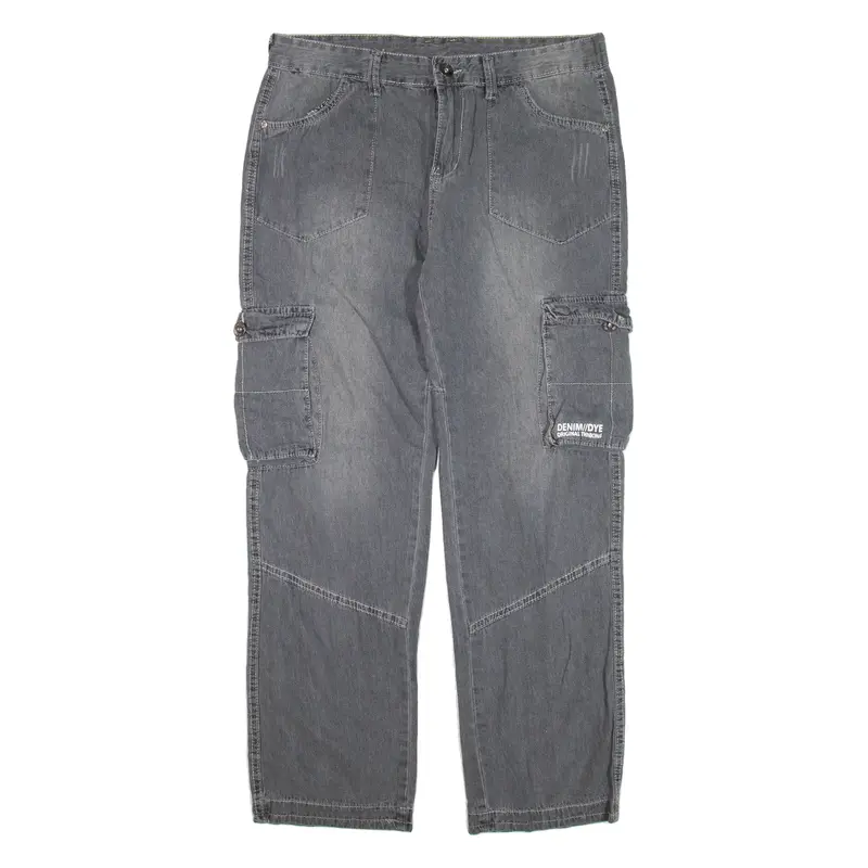 Cargo Trousers Grey Regular Straight Womens W33 L29