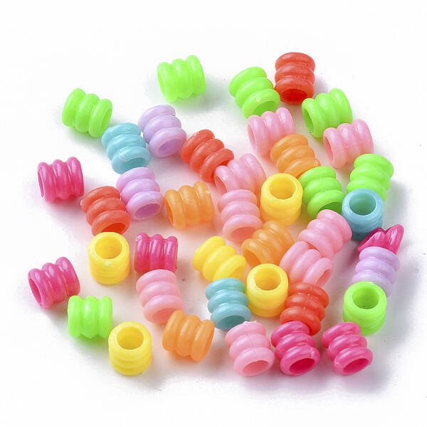 Opaque Polystyrene(PS) Plastic European Groove Beads