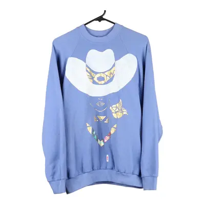Fruit Of The Loom Sweatshirt - XL Blue Cotton Blend