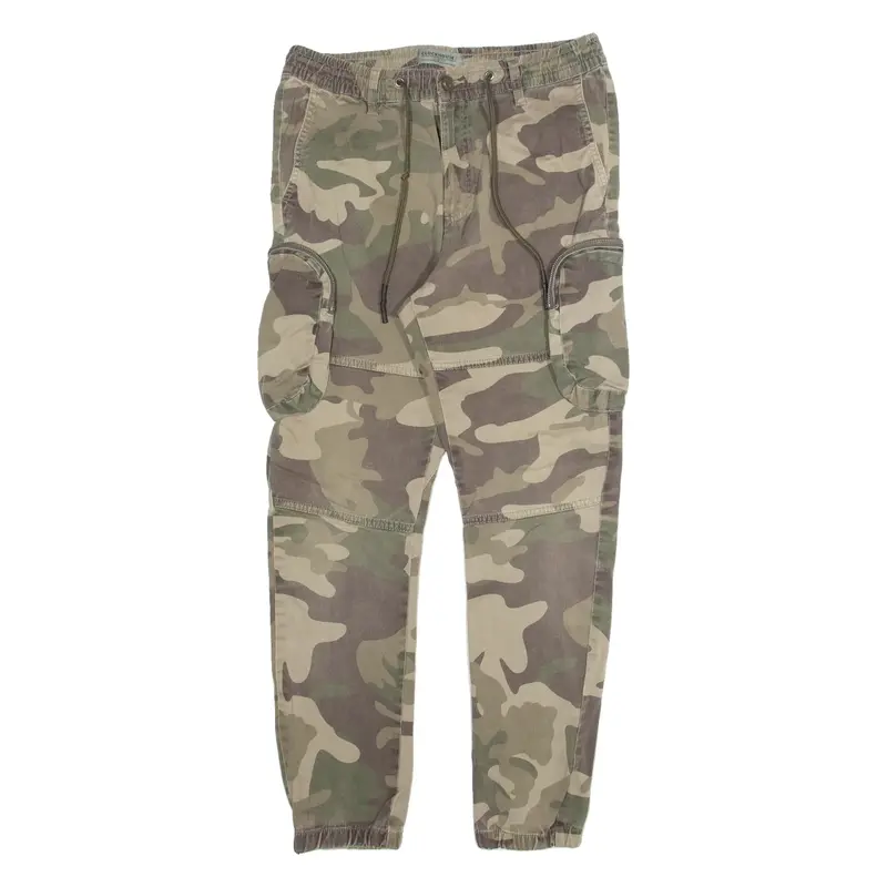 CLOCK HOUSE Cargo Camo Jogger Mens Trousers Green Slim Tapered W30 L28