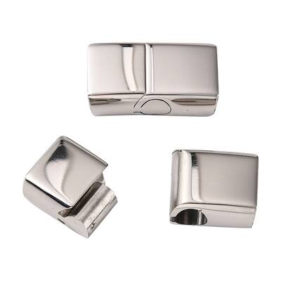Tarnish Resistant Rectangle 304 Stainless Steel Magnetic Clasps with Glue-in Ends