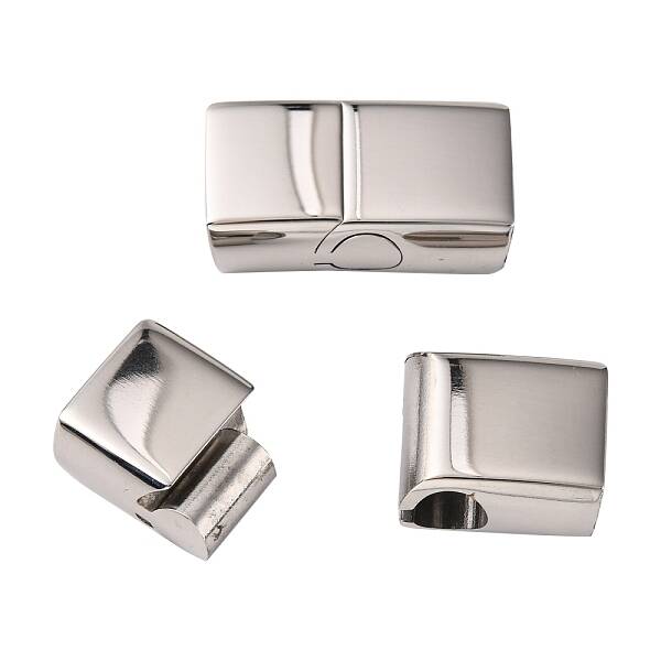 Tarnish Resistant Rectangle 304 Stainless Steel Magnetic Clasps with Glue-in Ends