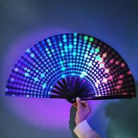 LED Light Up Folding Fan, 1 Count Bamboo Handheld Fan, Fashionable Fan for Party, Festival, Concert, Dance, Cosplay, Costume,...